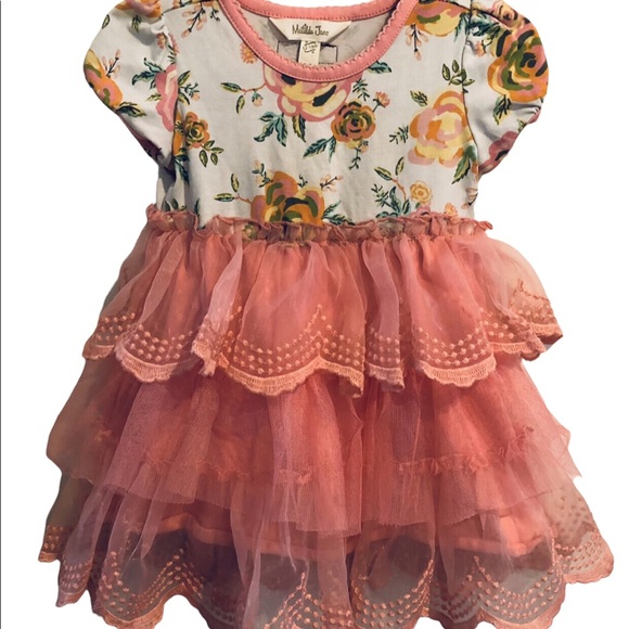 Matilda Jane Other - Sz 12-18M Matilda Jane flowered tiered ruffled dress with embroidered lace.